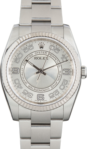 Pre-owned Rolex Oyster Perpetual 36 Ref 116034 Silver Arabic Concentric Dial