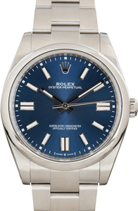 Used Stainless Steel Rolex Oyster Perpetual 41 Blue Dial Ref 124300