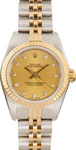 Ladies Rolex Oyster Perpetual 76193 Champagne Diamond Dial