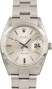 Used Stainless Steel Rolex Oysterdate Ref 6694 Silver Dial