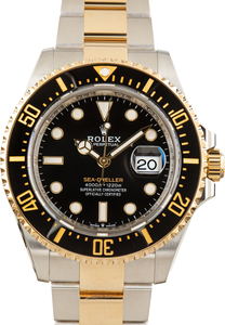 Pre-Owned Two Tone Rolex Sea-Dweller Ref 126603 Black Dial