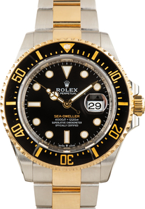 Used Two Tone Rolex Sea-Dweller Black Chromalight Dial Ref 126603