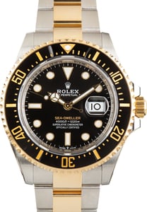 Pre-Owned Two Tone Rolex Sea-Dweller Ref 126603 Black Ceramic Bezel