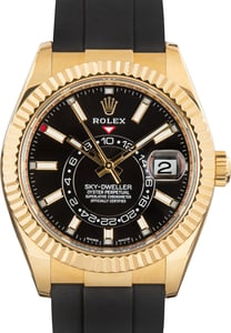 Pre-Owned Rolex Sky-Dweller Black Dial Ref 326238 Oysterflex Band