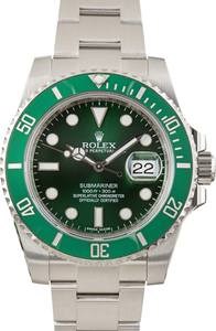 Used Rolex Submariner Green Ref 116610LV Hulk