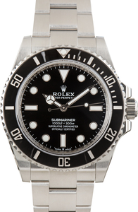 Used Rolex Submariner Black No Date Dial 124060 Stainless Steel Oyster