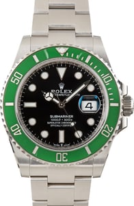 Pre-Owned Black Dial Rolex Submariner Ref 126610LV Green Bezel