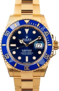 Rolex Submariner 41MM 18k Yellow Gold, Oyster Band Blue Chromalight Dial, B&P (2022)