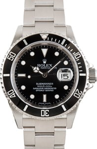 Men's Rolex Submariner 16610T No Holes Stainless Steel Case