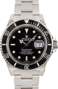 Rolex Stainless Steel Submariner 16610 Black