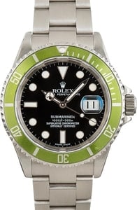 Rolex Submariner Pre-Owned Green Kermit 40MM Steel Case, Rolex Box (2006)