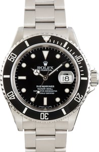 Used Steel Oyster Rolex Submariner Ref 16610 Black Dial