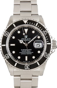Pre-Owned Rolex Submariner Steel Ref 16610 Black Dial