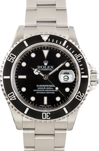 Pre-Owned Stainless Steel Rolex Submariner Ref 16610 Black Dial