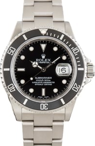 Used Oyster Rolex Submariner Ref 16610 Black Aluminum Bezel