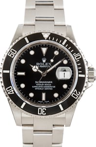 Pre-Owned Rolex Submariner Ref 16610 Black Aluminum Bezel