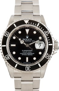 Used Aluminum Bezel Rolex Submarine Ref 16610T Black Dial