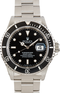 Used Steel Rolex Submariner Black Dial Ref 16610