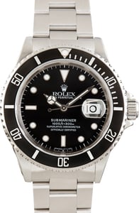 Used Rolex Submariner Stainless Steel Ref 16610 Black Dial