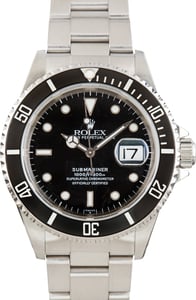 Used Rolex Submariner Black Luminova Dial Ref 16610