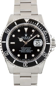 Used Rolex Black Dial Submariner Ref 16610 Stainless Steel