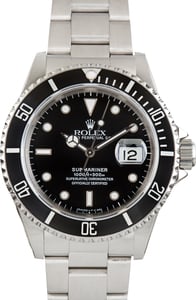Used Stainless Steel Rolex Submariner Black Dial Ref 16610
