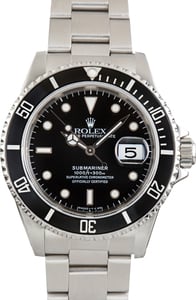 Used Stainless Steel Rolex Submariner Ref 16610 Black Dial