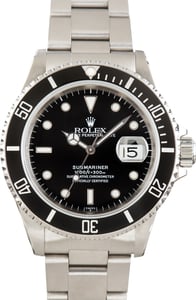 Used Oyster Rolex Submariner Black Aluminum Bezel Ref 16610