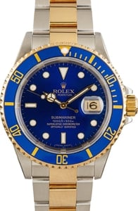 Rolex Submariner 40MM Steel & 18k Gold, Oyster Band Blue Superluminova Dial, B&P (2006)