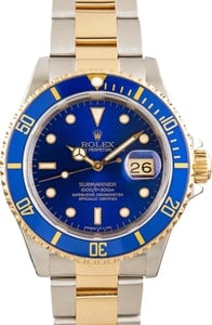 Preowned Rolex Submariner 16613 Blue