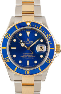 Pre-owned Rolex Submariner Steel & Gold 16613 Blue Dial
