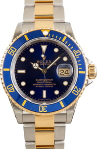 Pre-owned Rolex Submariner Two Tone Ref 16613 Blue Dial