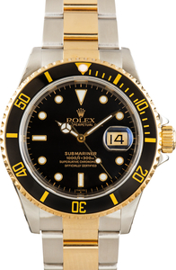 Used Steel & Gold Rolex Submariner ref 16613 Black Dial