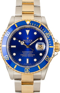 Pre-Owned Two Tone Rolex Submariner Ref 16613 Bluesy