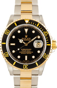 Pre-Owned Rolex Submariner Black Dial Ref 16613LN Aluminum Bezel