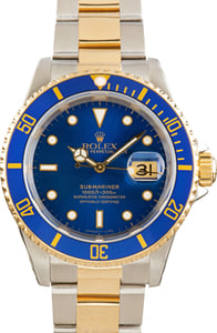 Used Two Tone Rolex Submariner Ref 16613 Blue Tritium Dial