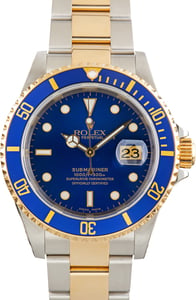 Used Rolex Submariner Steel & Yellow Gold Bluesy Ref 16613