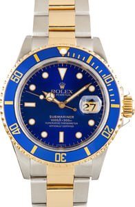 Used Rolex Submariner Two Tone Bluesy Ref 16613