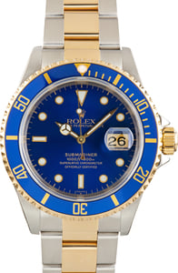 Pre-Owned Steel & Gold Rolex Submariner Blue Ref 16613