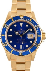 180434 Pre-Owned Rolex Submariner 16618 Blue Dial