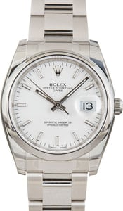 Rolex Date Ref 115200 White Dial