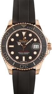 Rolex Yacht-Master 37 Black Dial 268655 Everose Gold on Oysterflex