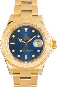 Used Yellow Gold Rolex Yacht-Master 40 Ref 16628 Blue Dial