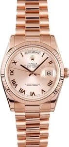 Pre-owned Mens Rolex President 18k Rose Gold 118235