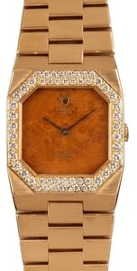 Rolex Cellini 4651 Exotic Wood Dial Diamond Bezel