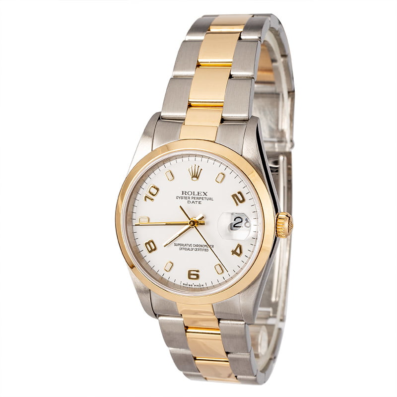 Pre Owned Rolex Date 15203 White Arabic Dial