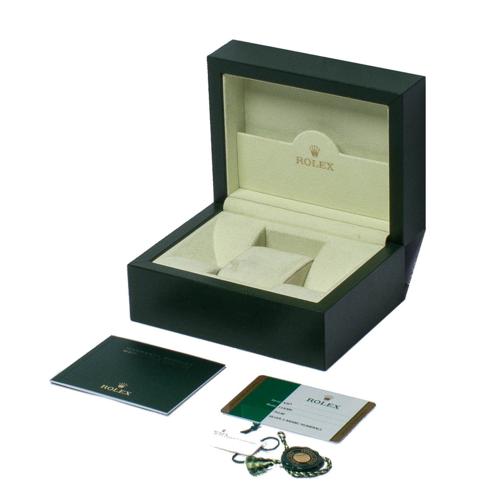 Used Rolex Oyster Perpetual 114200 Silver Arabic Dial