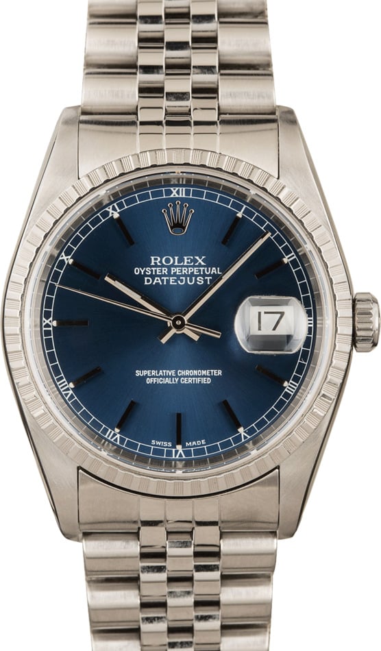 rolex watch with blue face