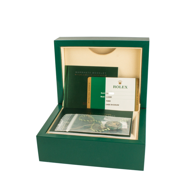 Rolex Oyster Perpetual Ref 114300 Dark Rhodium Dial