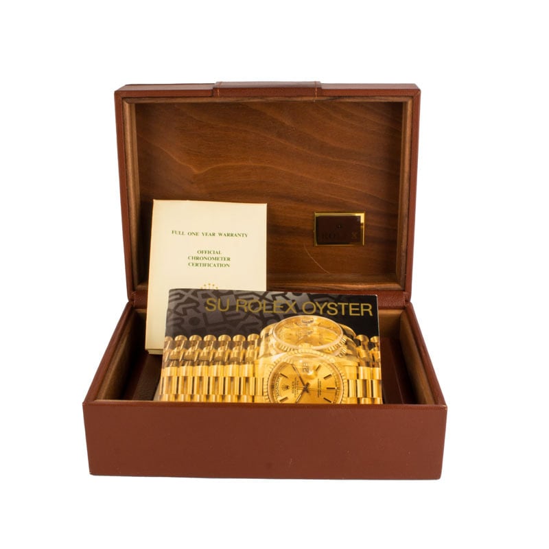 Pre-owned Rolex Day-Date 18238 White Roman Dial